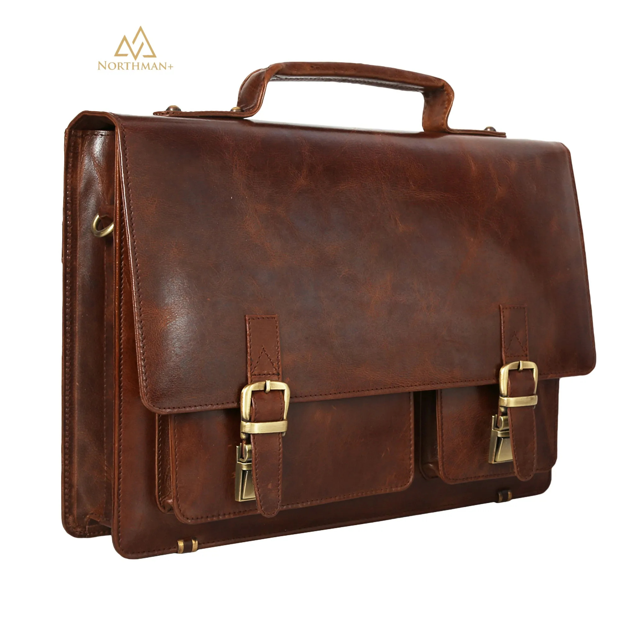 Leather Briefcase in Dark brown