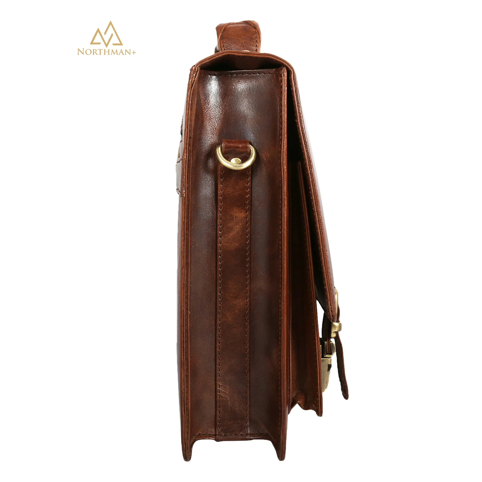 Leather Briefcase in Dark brown
