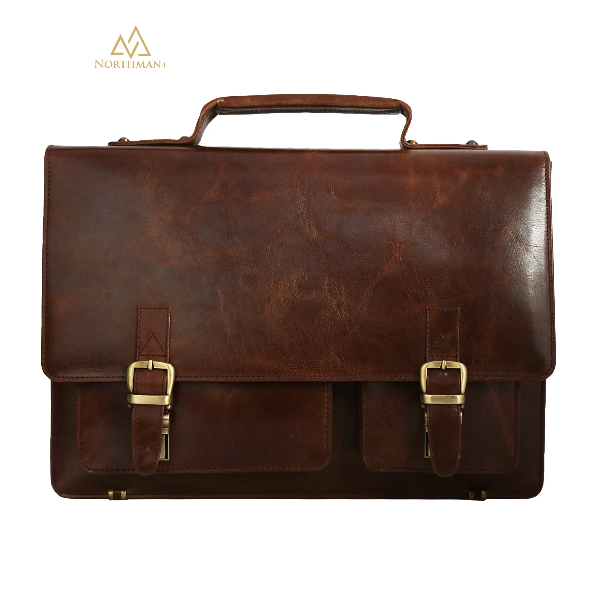 Leather Briefcase in Dark brown