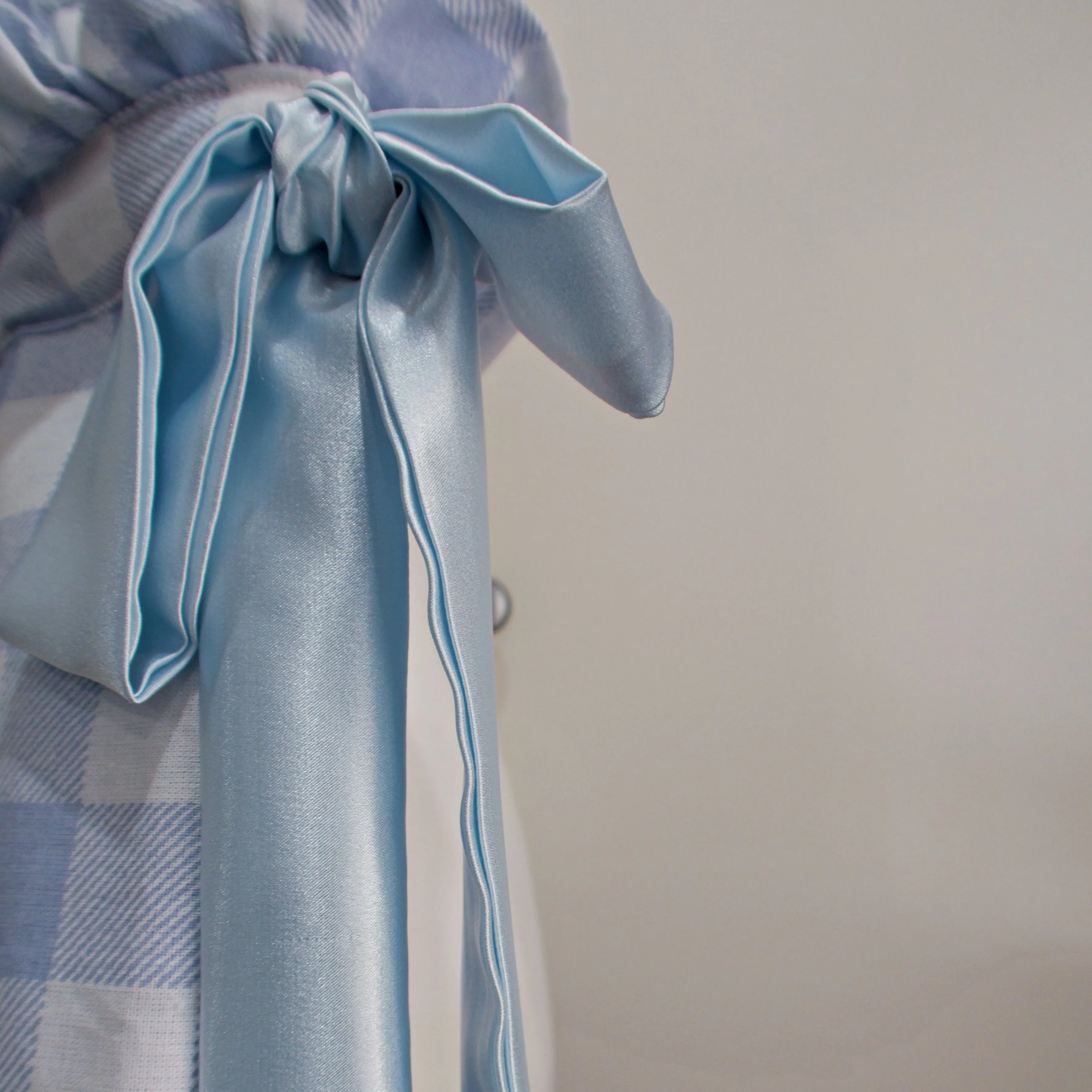 Light Blue Gingham Bow Tote Bag