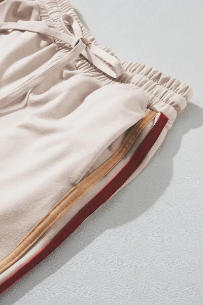 Logan Striped Round Neck Sweatshirt and Drawstring Joggers Set