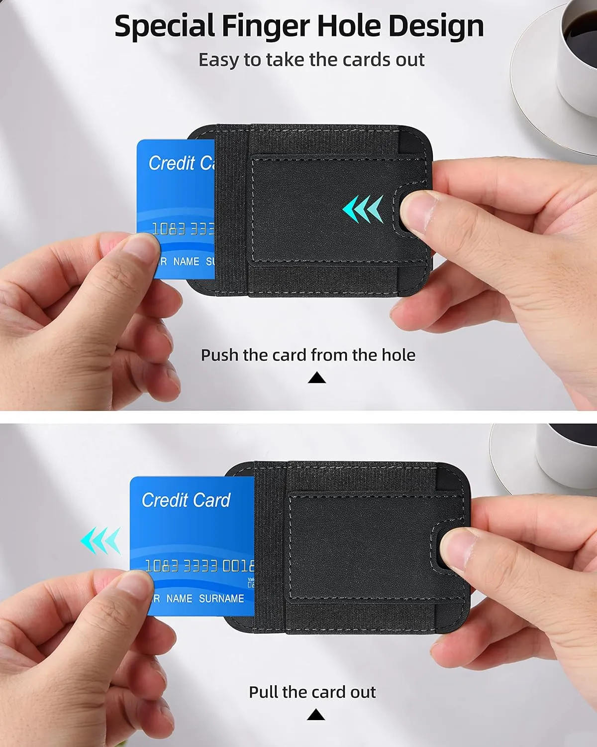 Magnetic Wallet with 2 Card Slots, Magnetic Card Holder Wallet for iPhone Series - Black