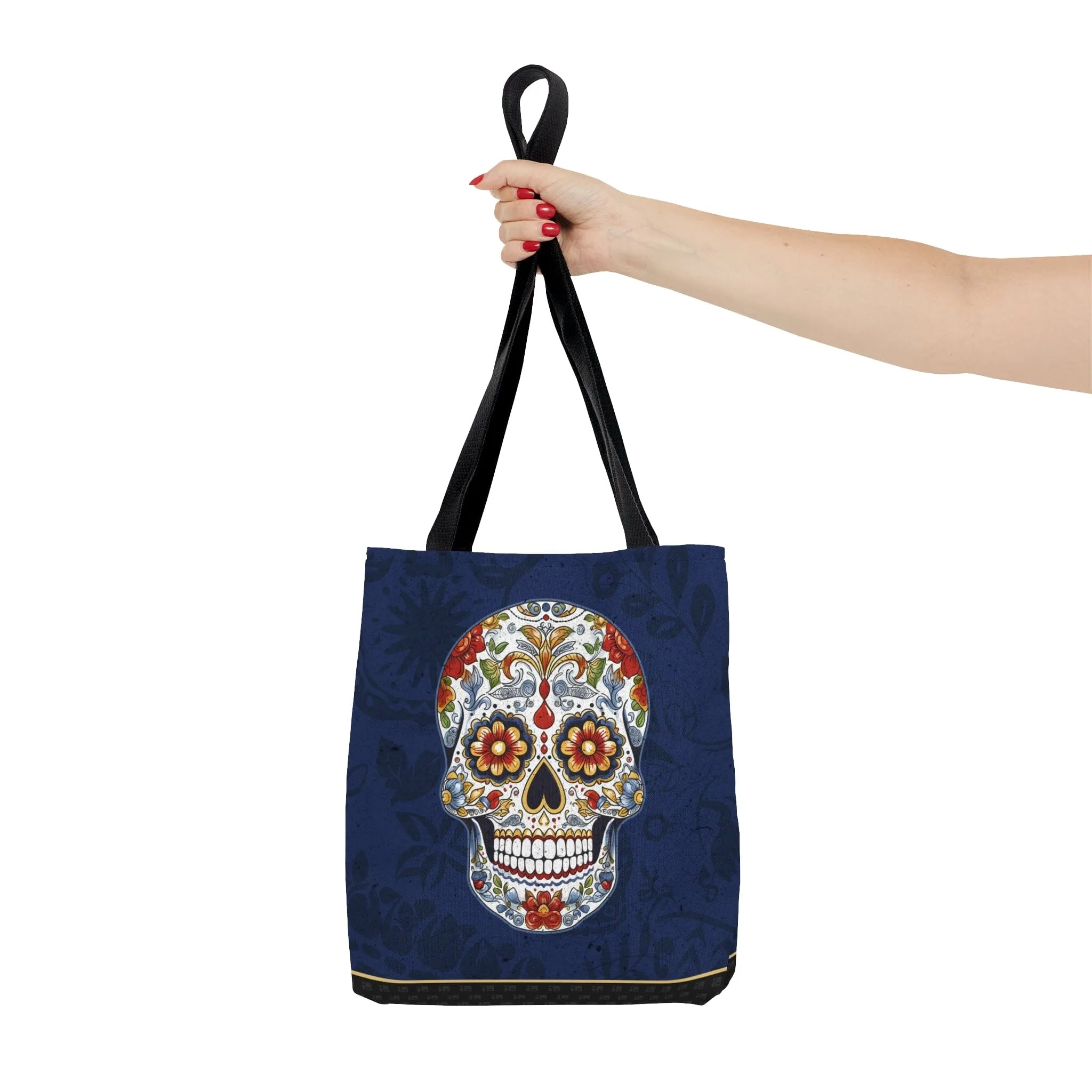 Mexican Sugar Skull Tote Bag - Vibrant, Colorful Day of the Dead Artistic Bag