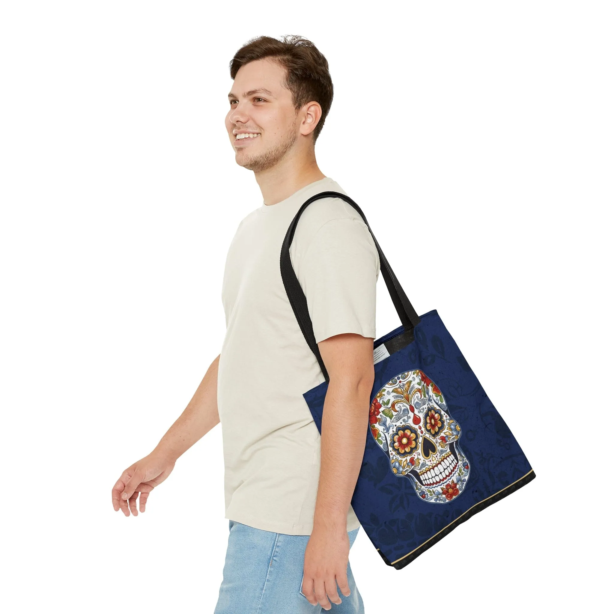 Mexican Sugar Skull Tote Bag - Vibrant, Colorful Day of the Dead Artistic Bag