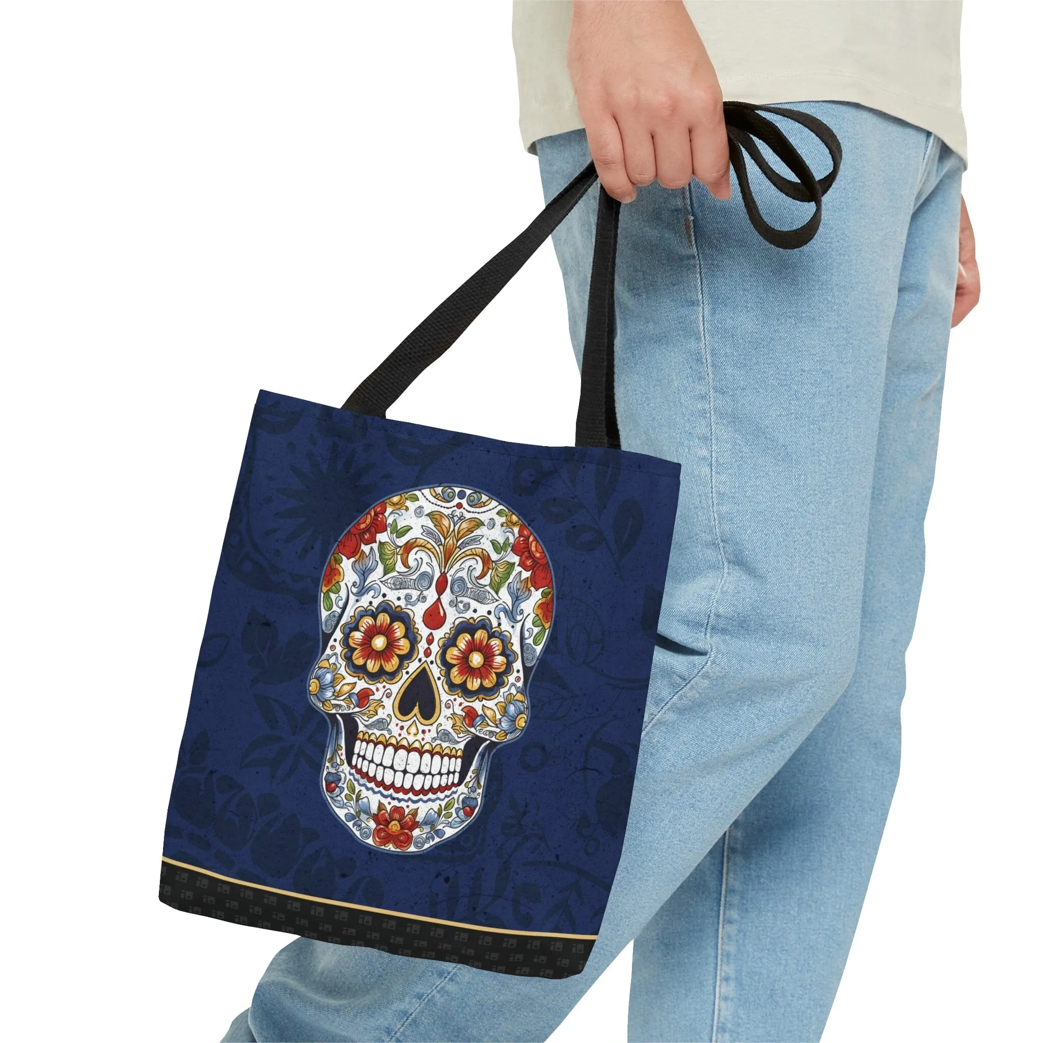 Mexican Sugar Skull Tote Bag - Vibrant, Colorful Day of the Dead Artistic Bag