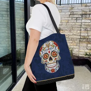 Mexican Sugar Skull Tote Bag - Vibrant, Colorful Day of the Dead Artistic Bag
