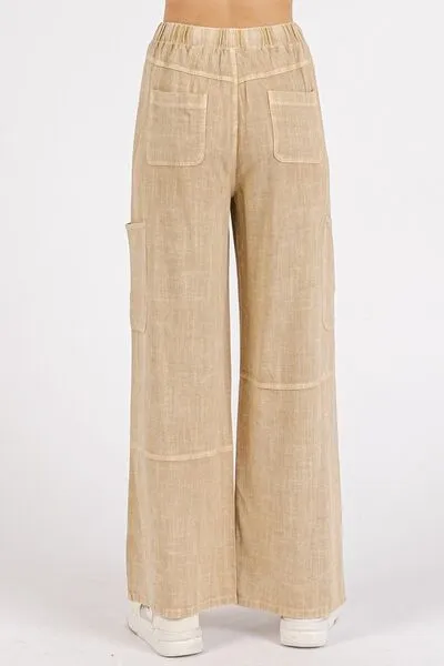 Mineral Wash Drawstring Elastic Waist Pants