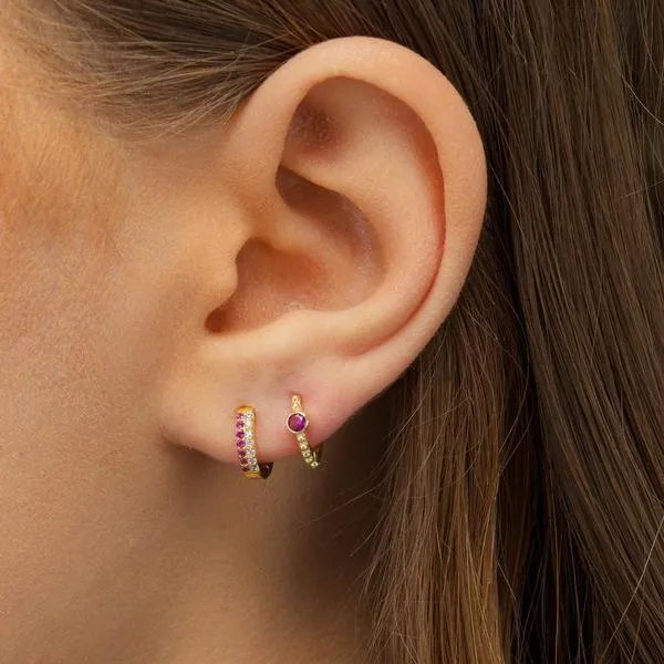 Mini Bezel Huggie Earring Combo Set