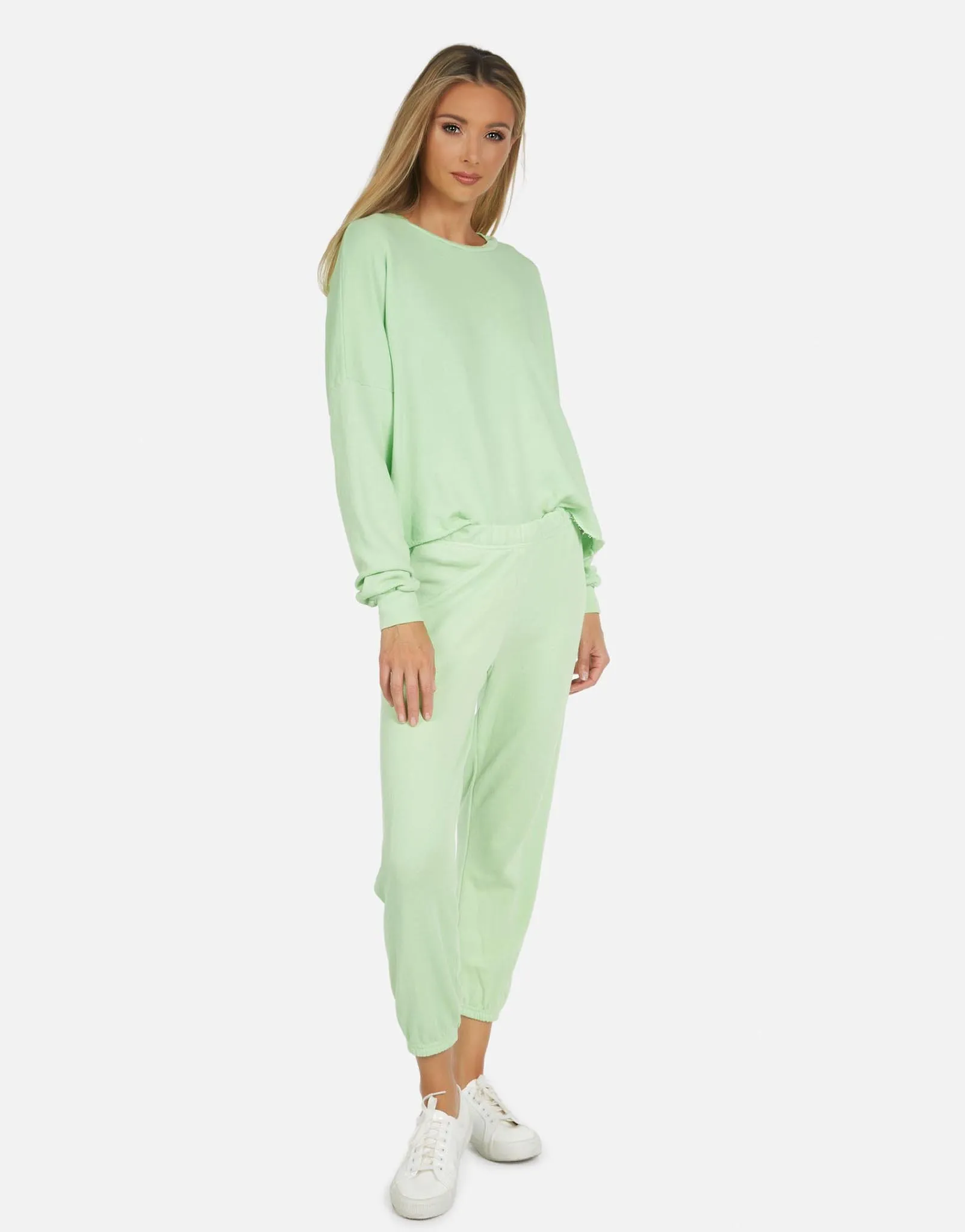 Nate LE Neon Green Crop Sweatpant