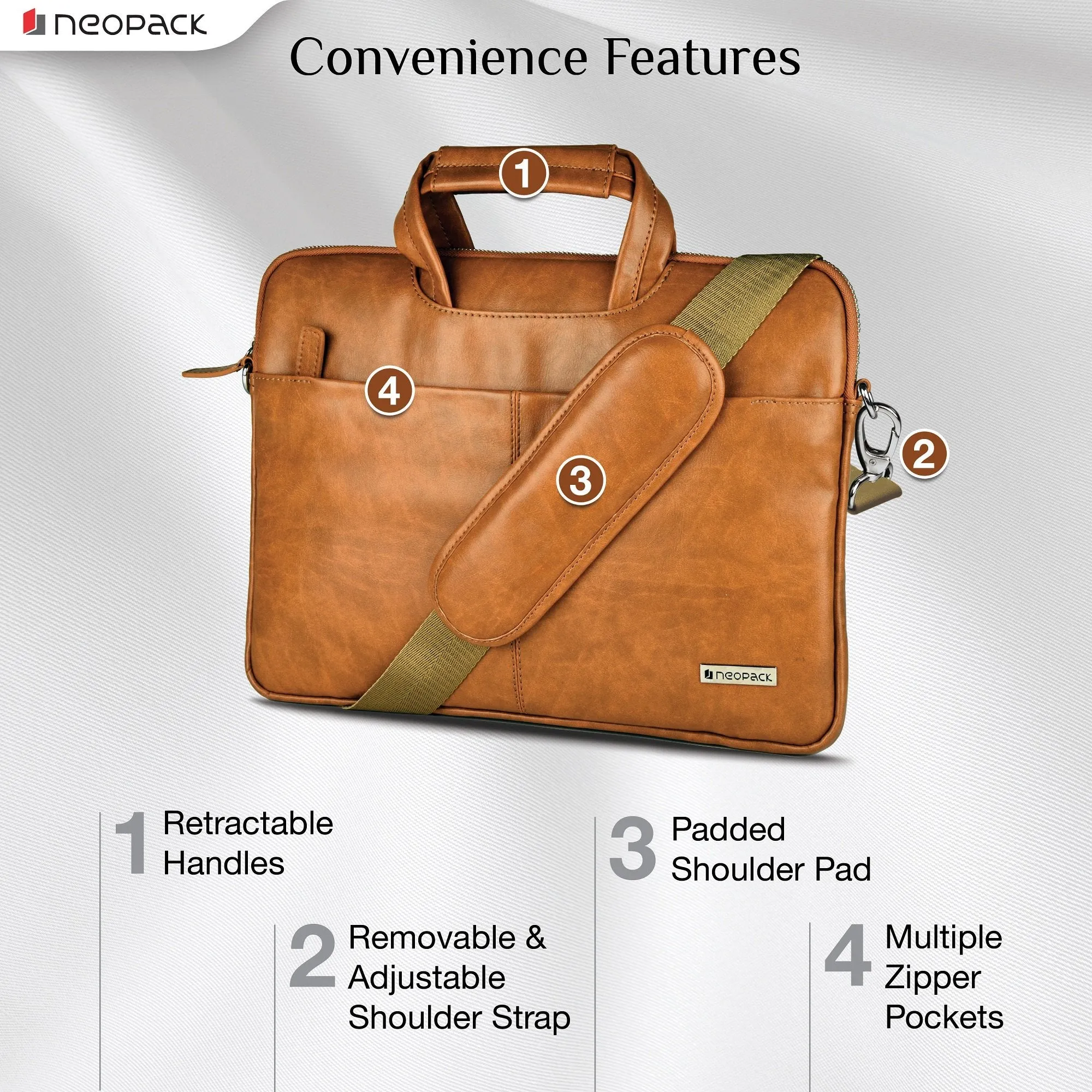 Neopack Leather Sleeve Bag for all 13.3-inch Laptops & MacBook - Tan