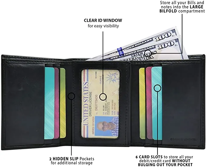 New in box! Kenneth Cole REACTION Men's Rfid Blocking Extra Capacity Trifold Security Wallet, Black!