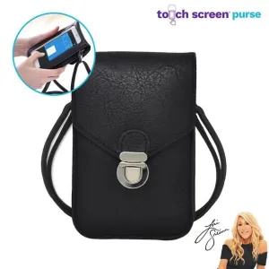 New in Package! As Seen on TV, RFID Blocking Black Vegan Leather Crossbody Touchscreen Purse! Talk, Scroll, Scan or Text! Also holds keys, cash, cards & more! Retails $60 
