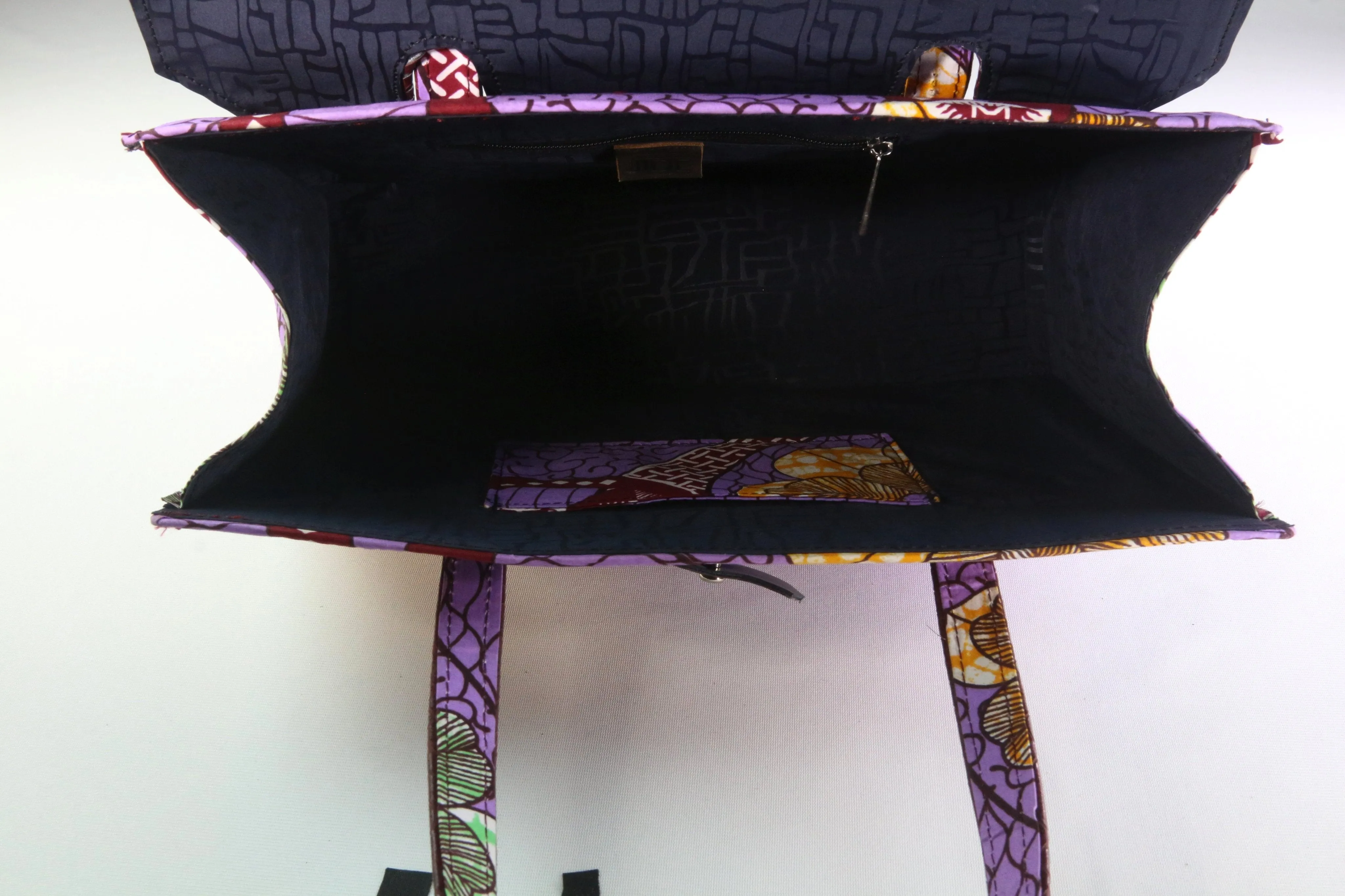Orange Flare Ankara Leather Flap Bag