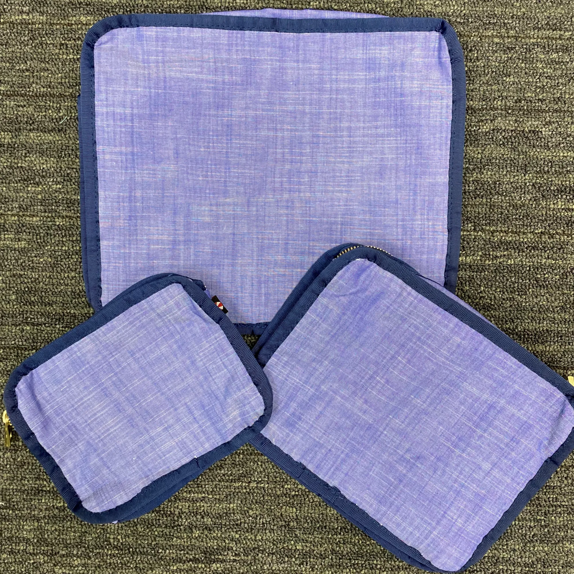 Personalized Chambray Blue Navy Organizing Trio