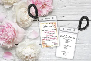 Personalized Destination Wedding Room Key Holder and Itinerary - Floral