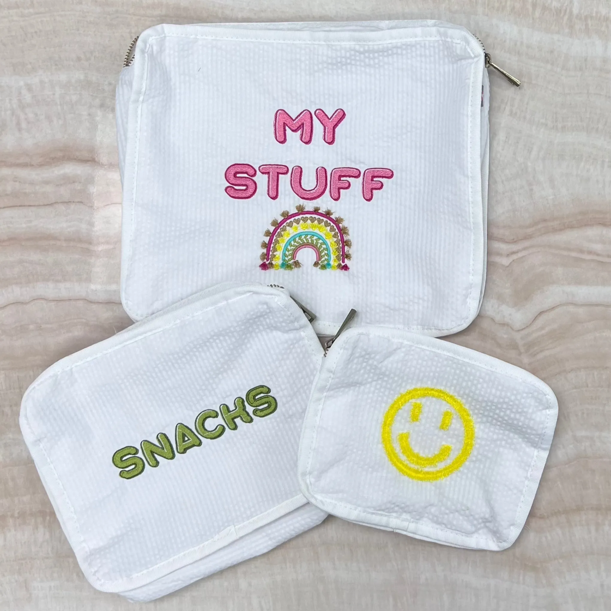 Personalized Eyelet White Organizing Trio