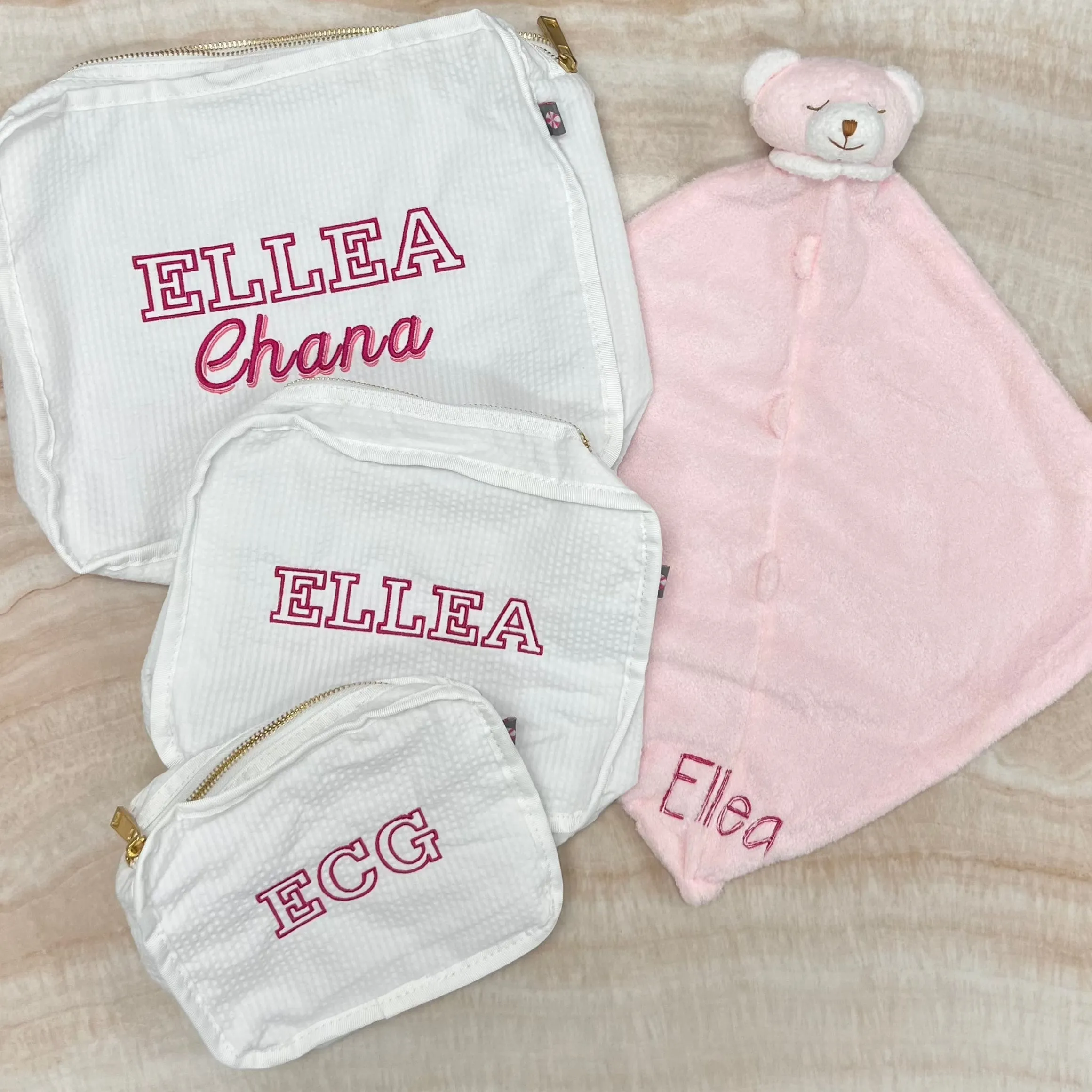 Personalized Eyelet White Organizing Trio