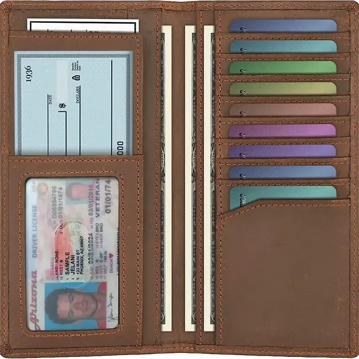 Personalized Genuine Leather Bifold Long Wallet