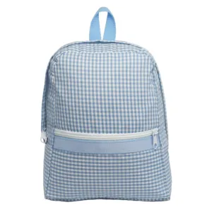 Personalized Gingham Baby Blue Large Backpack