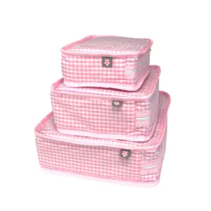Personalized Gingham Baby Pink Organizing Trio