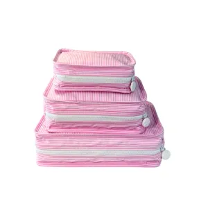 Personalized Glossed Stripe Pink Organizing Trio