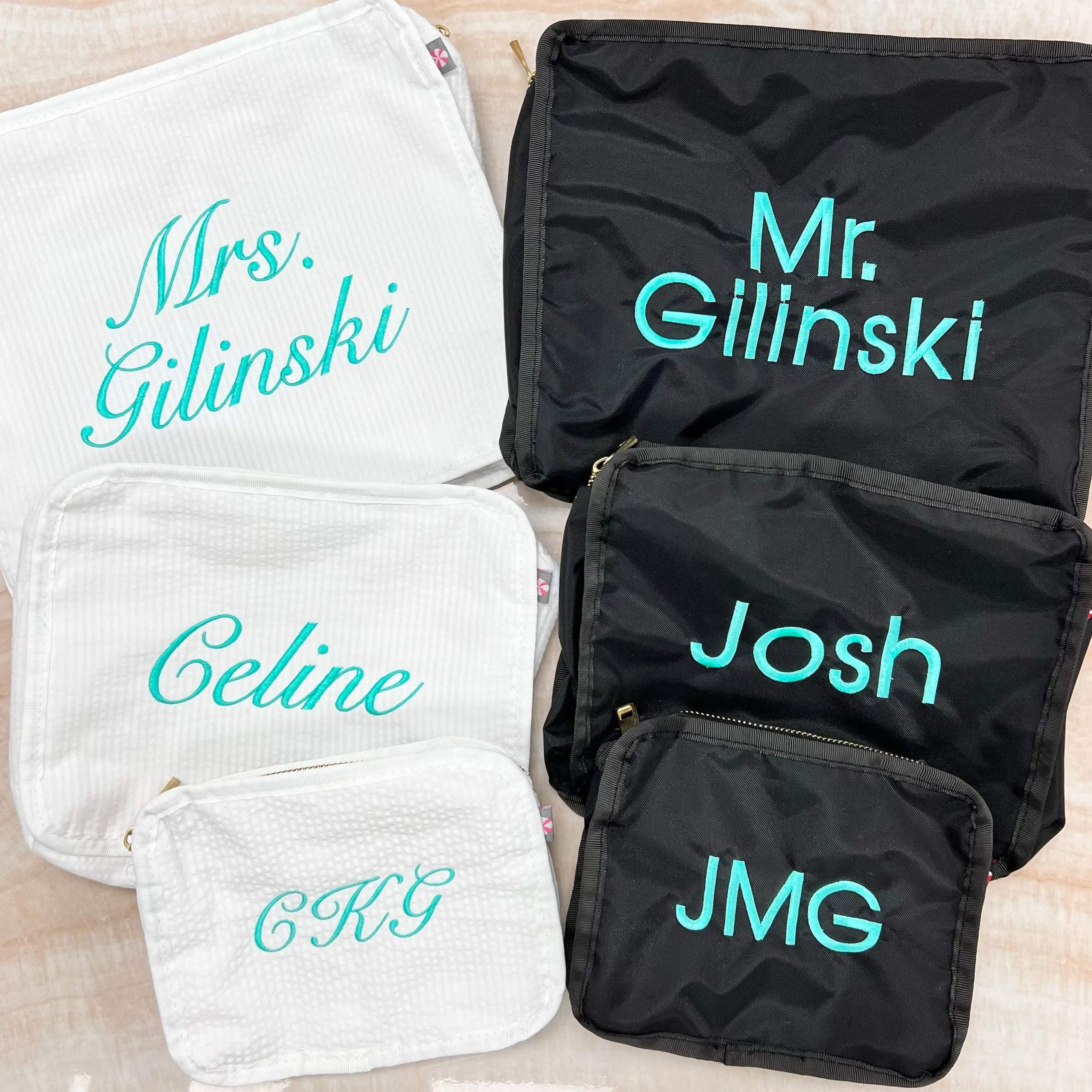 Personalized Nylon Black Brass Organizing Trio