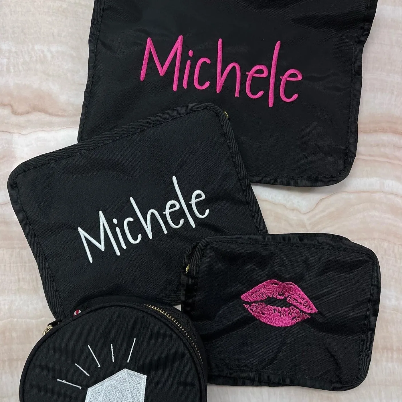 Personalized Nylon Black Brass Organizing Trio