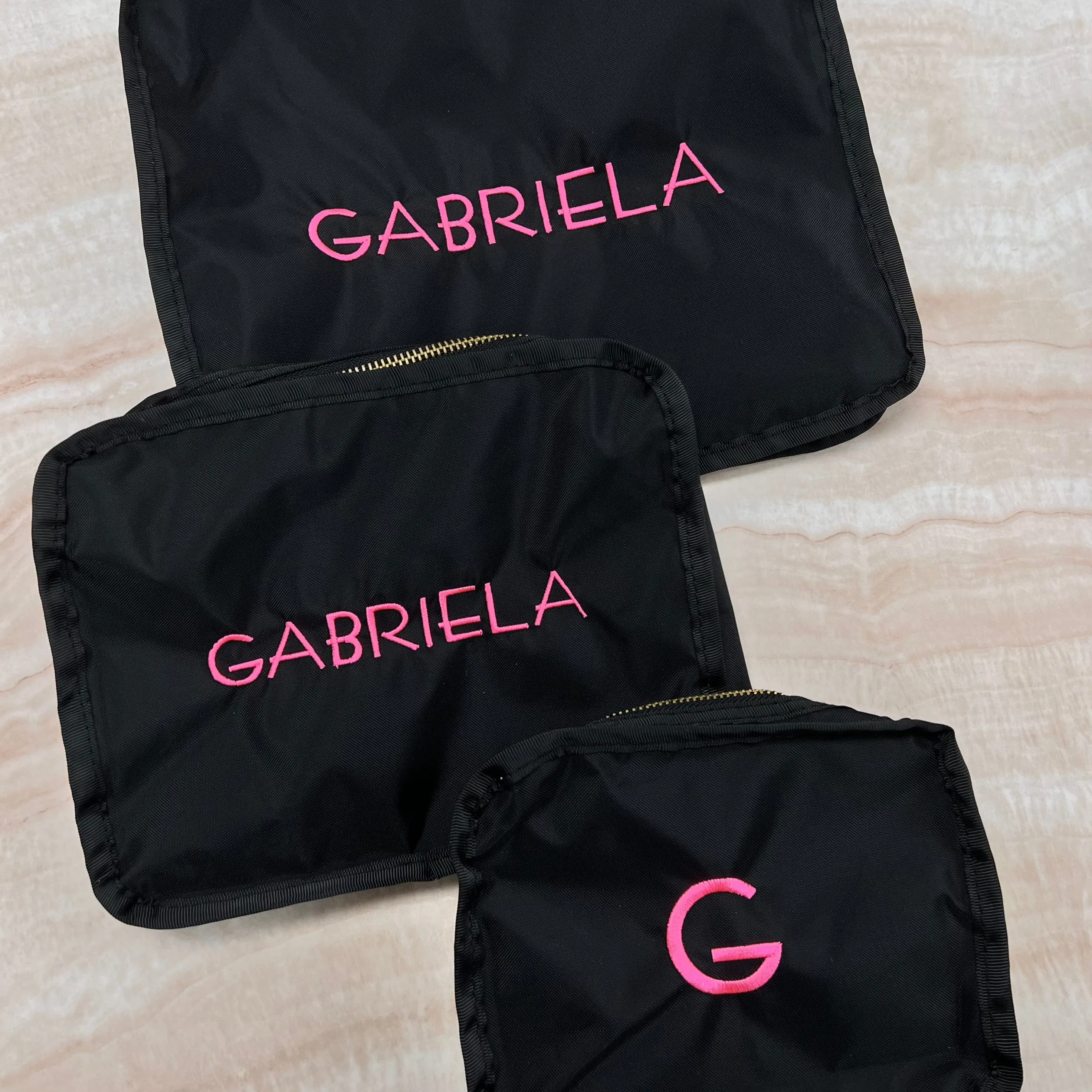 Personalized Nylon Black Brass Organizing Trio