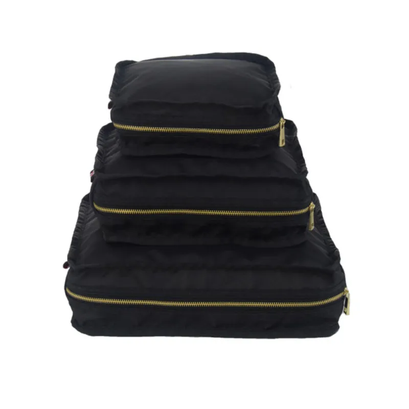 Personalized Nylon Black Brass Organizing Trio