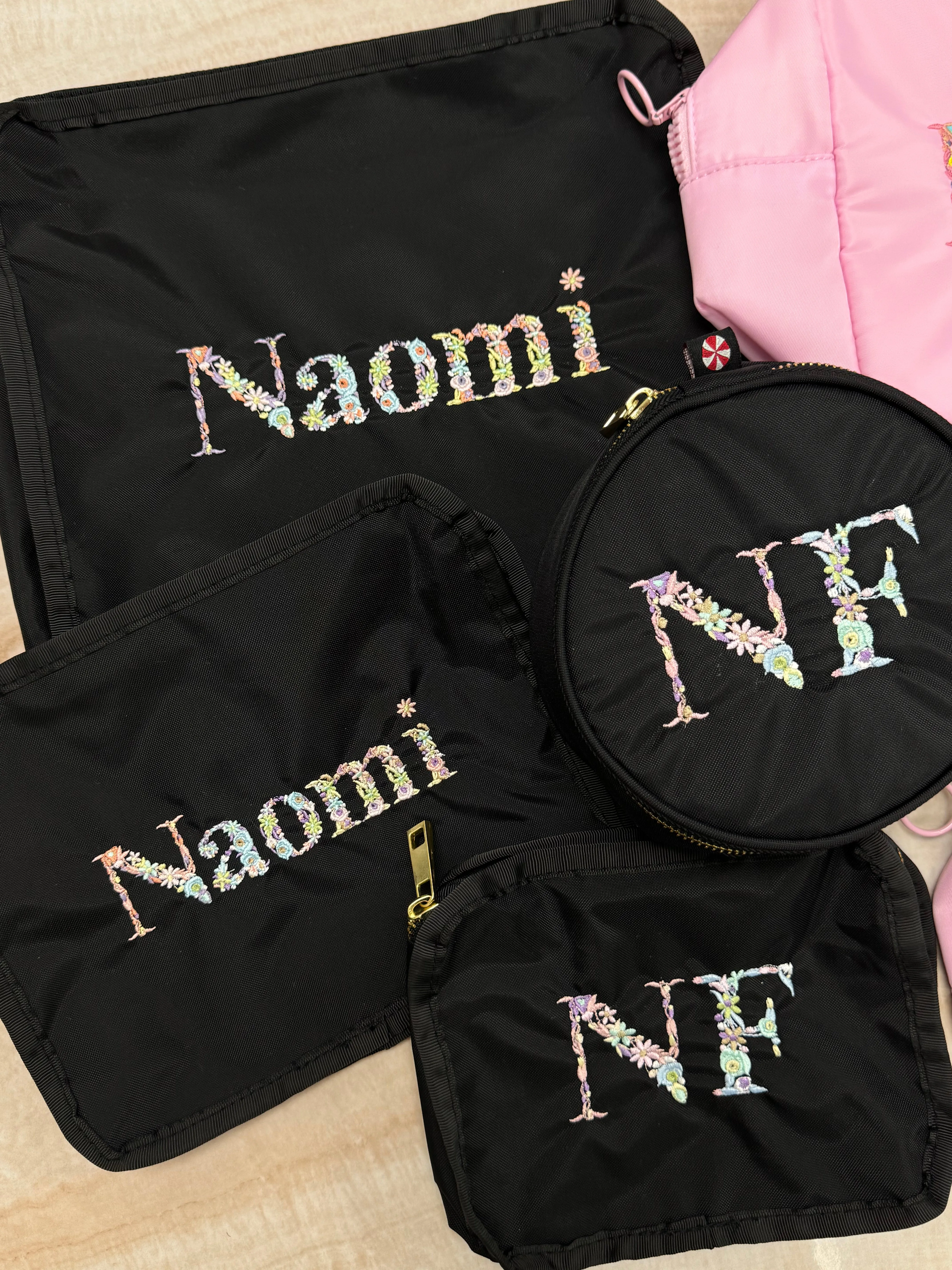 Personalized Nylon Black Brass Organizing Trio