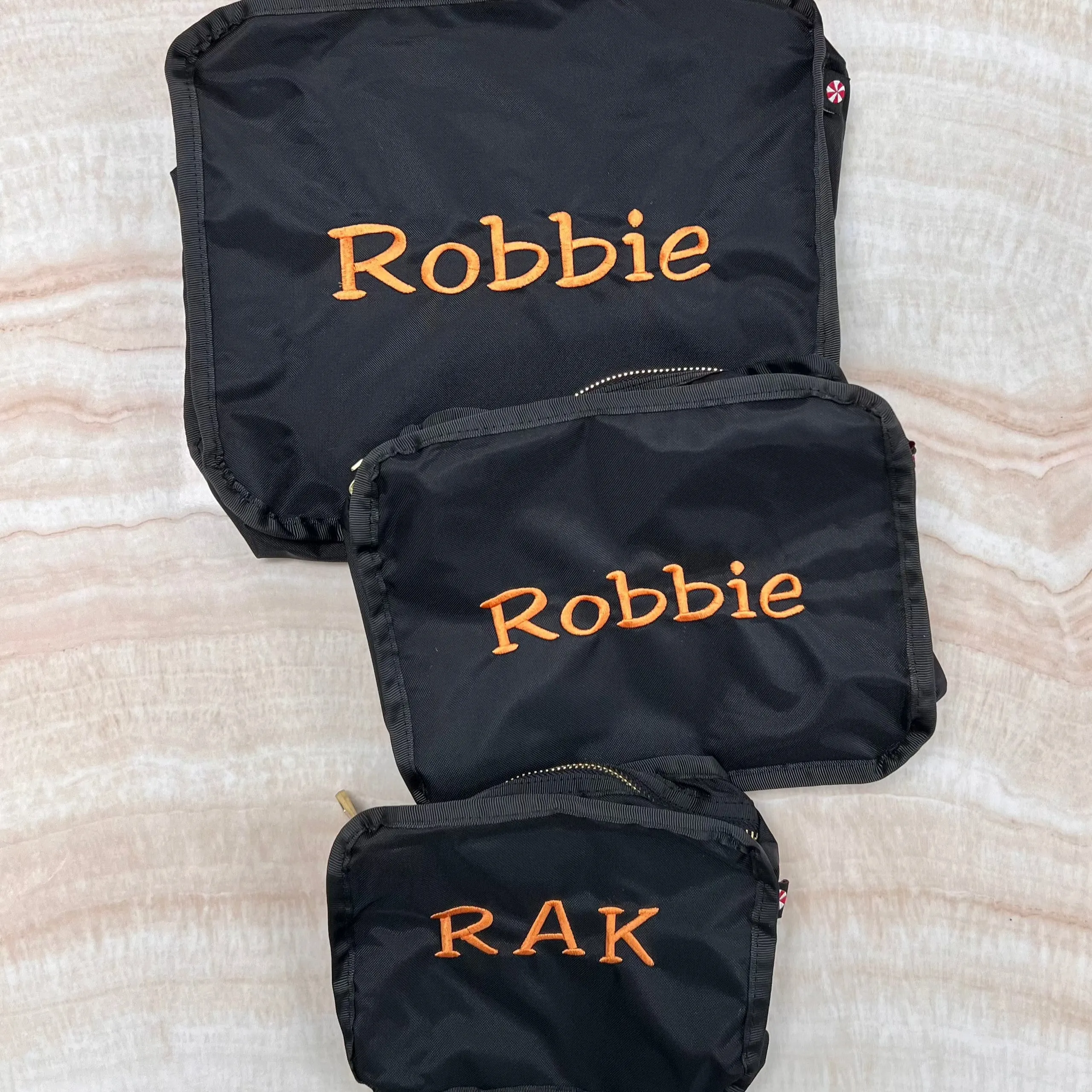 Personalized Nylon Black Brass Organizing Trio