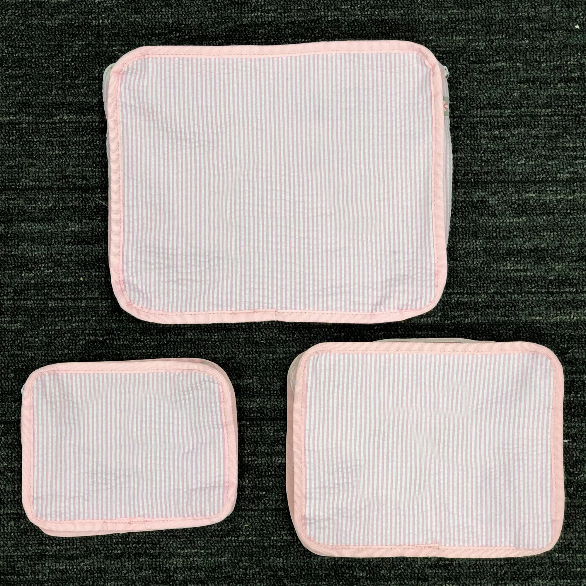 Personalized Seersucker Baby Pink Organizing Trio
