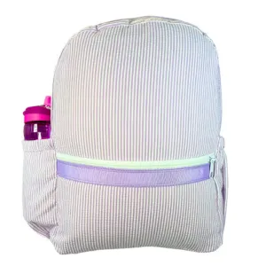 Personalized Seersucker Lilac Large Backpack w/Pockets