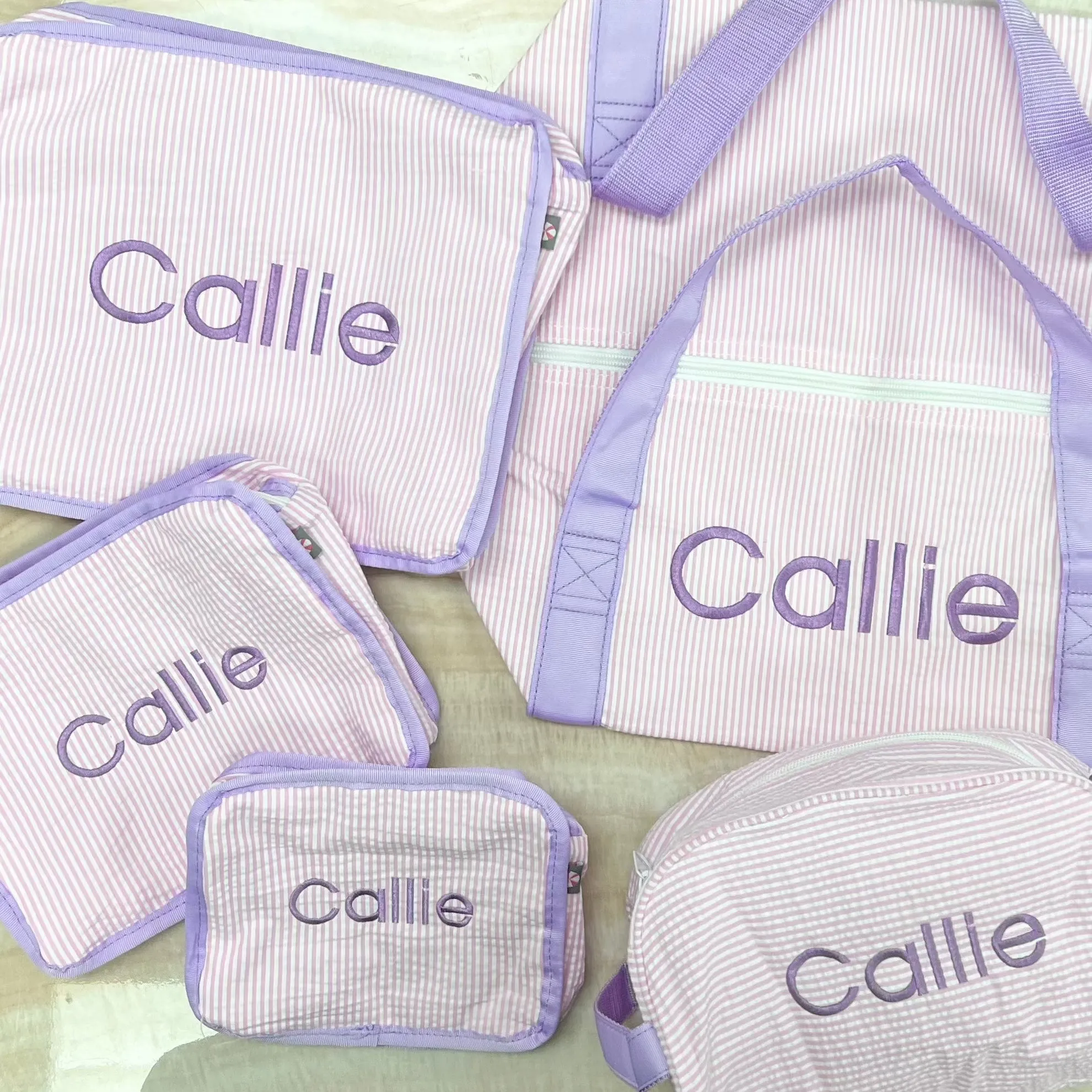 Personalized Seersucker Princess Organizing Trio