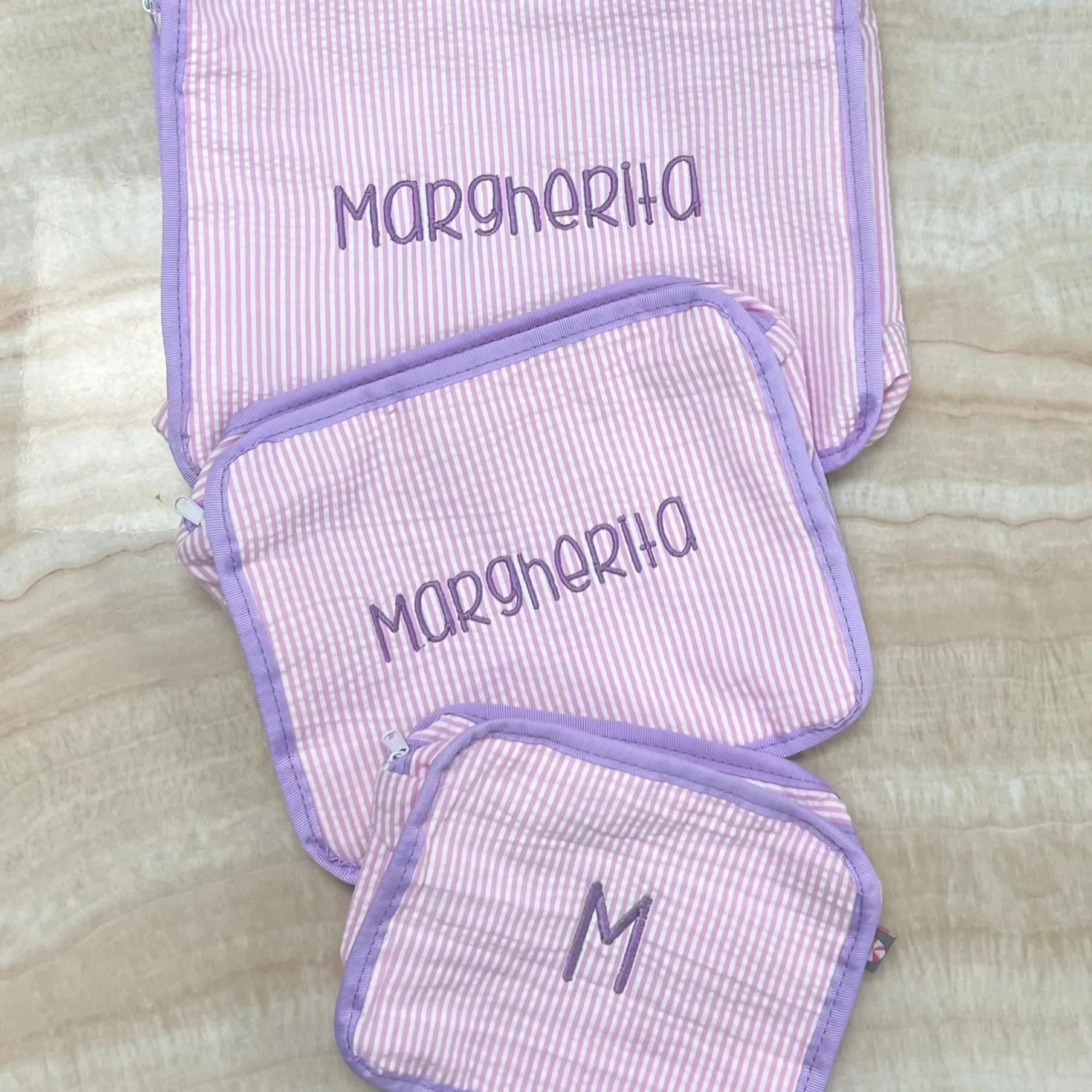 Personalized Seersucker Princess Organizing Trio