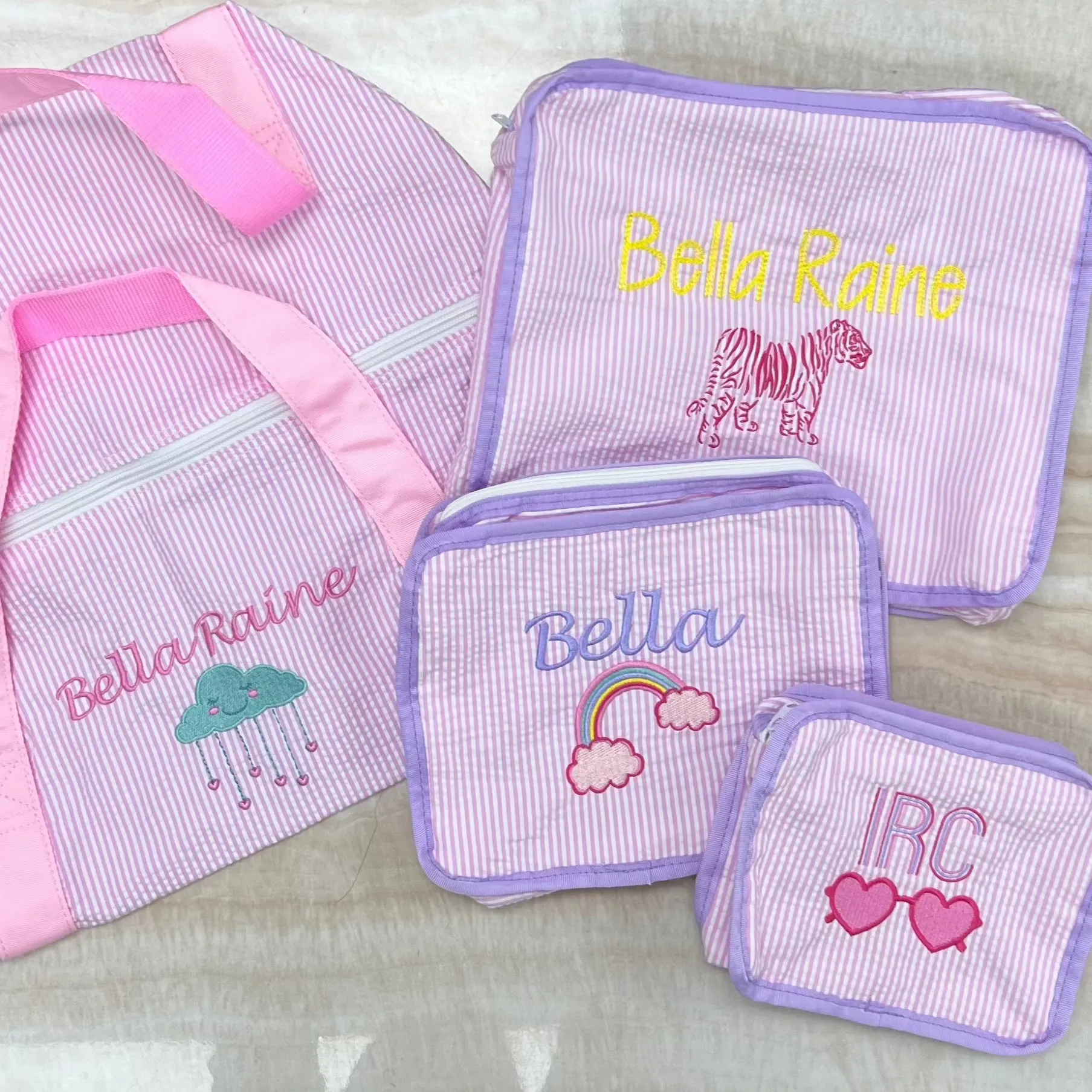 Personalized Seersucker Princess Organizing Trio