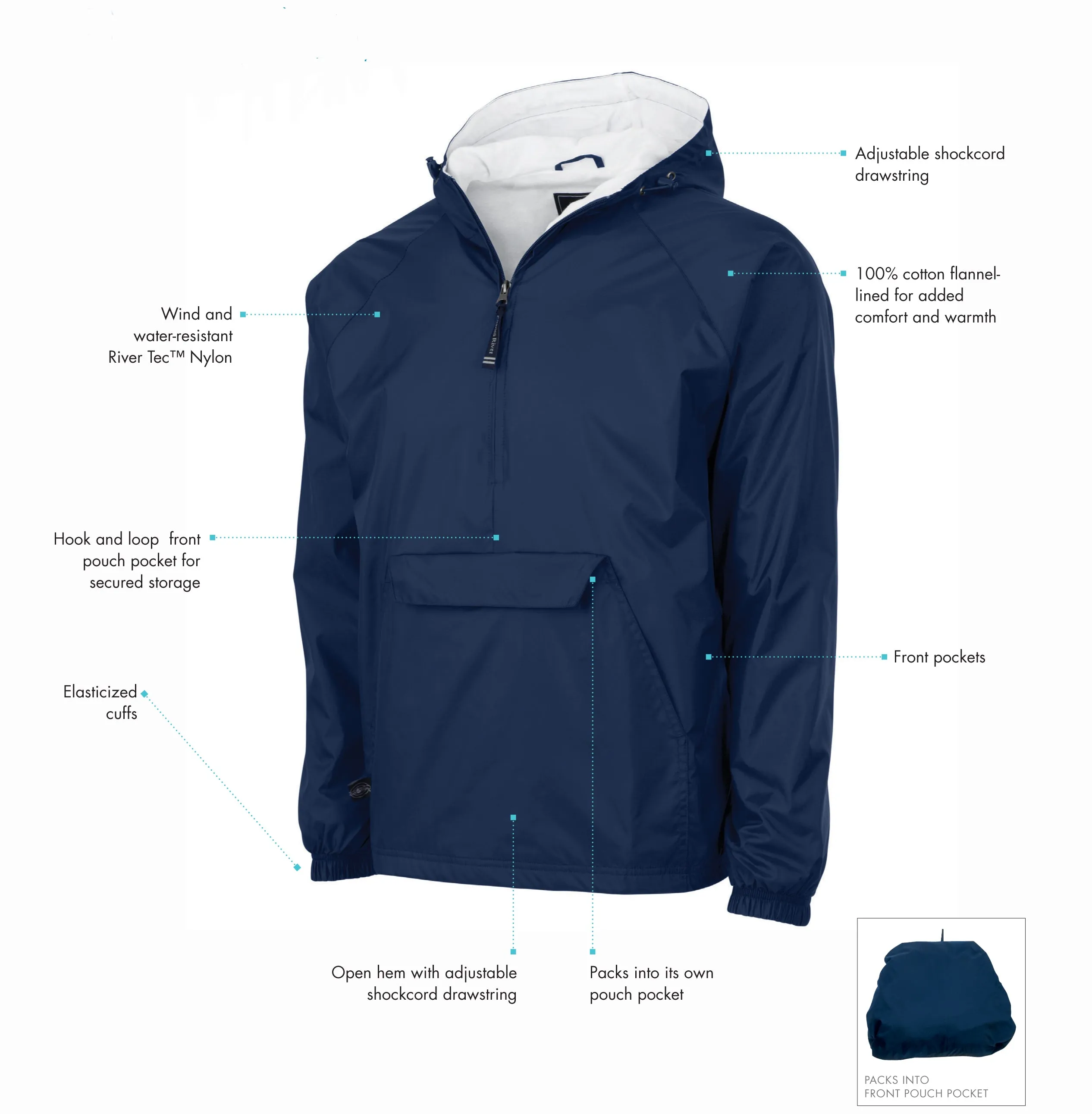 Phi Chi Theta Flannel Lined Windbreaker - 2 Lines