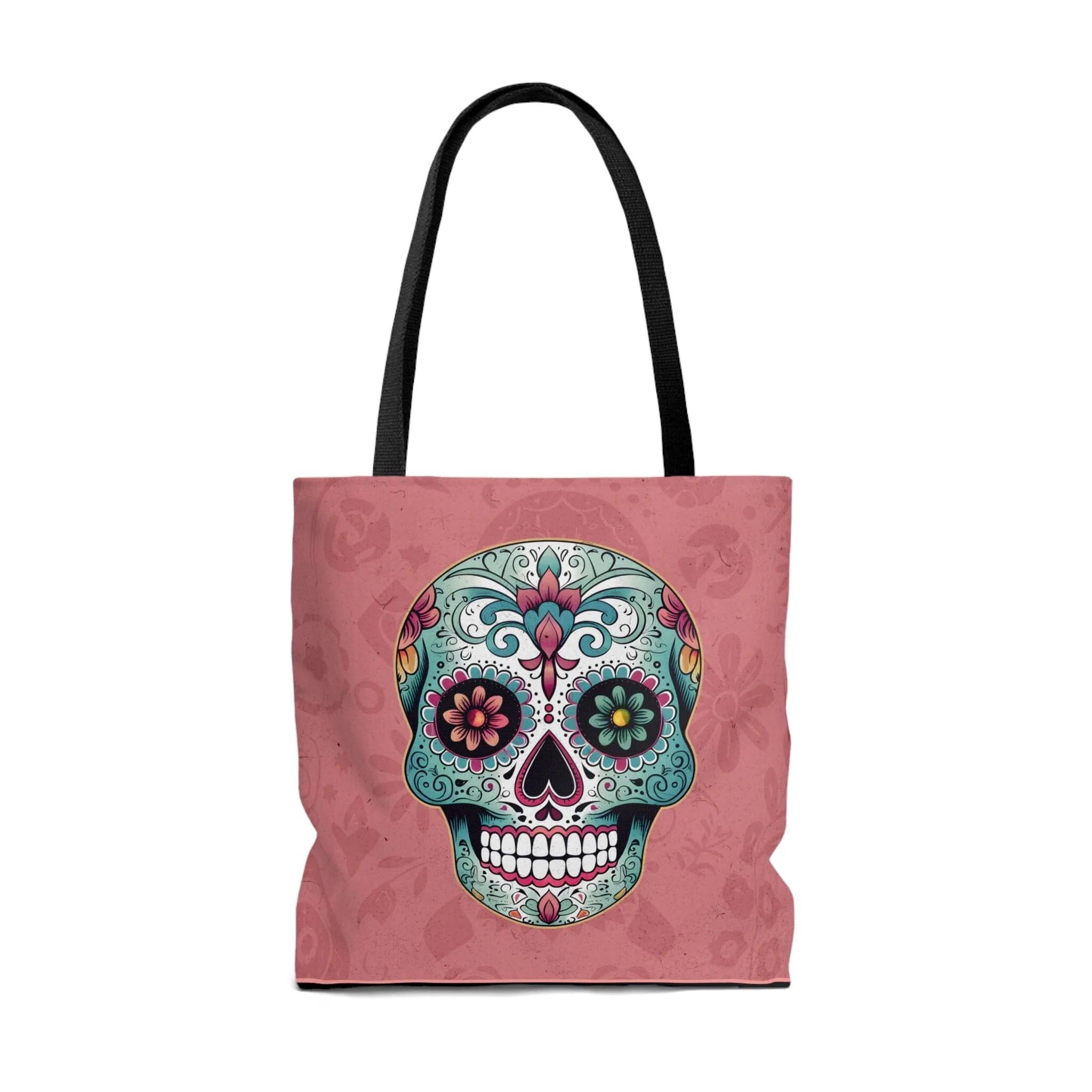 Pink Mexican Sugar Skull Tattoo Tote Bag