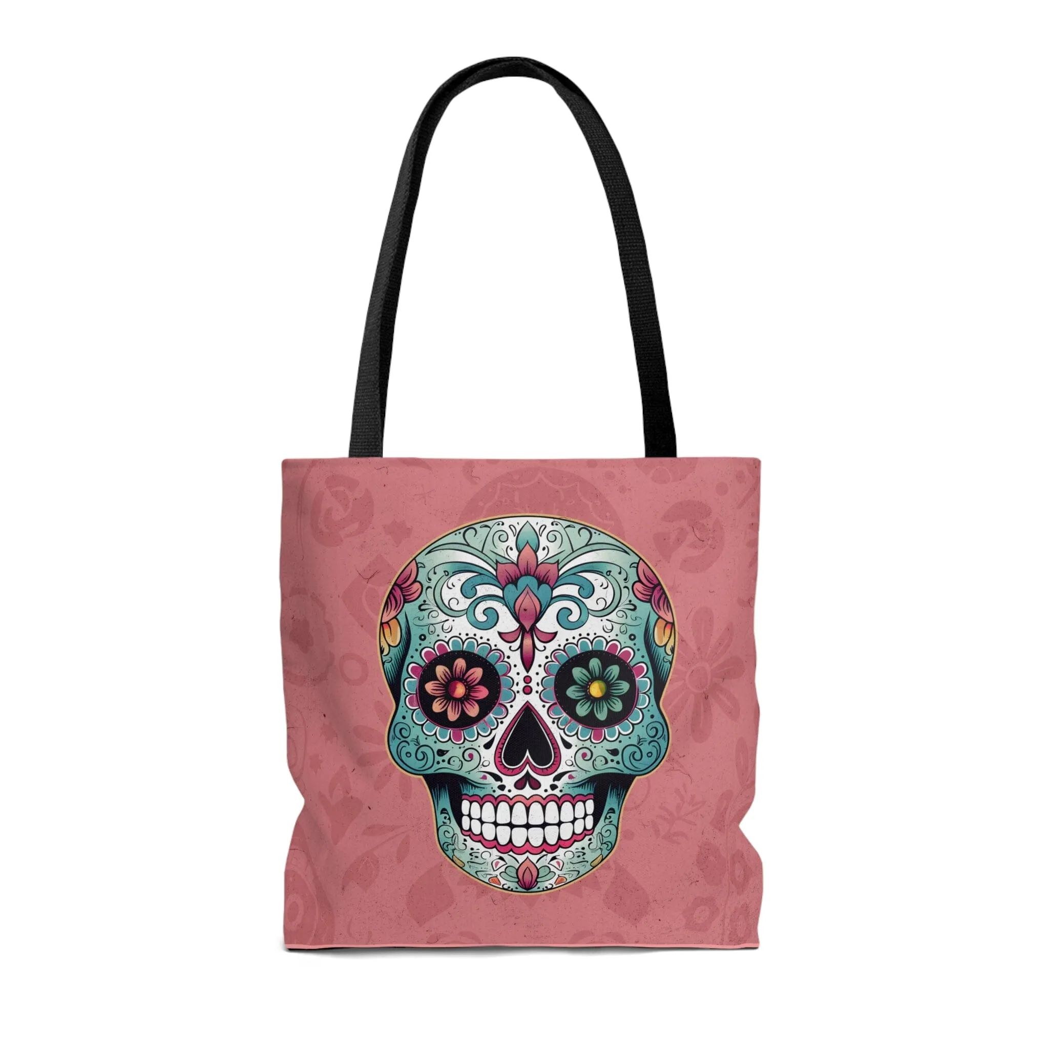 Pink Mexican Sugar Skull Tattoo Tote Bag