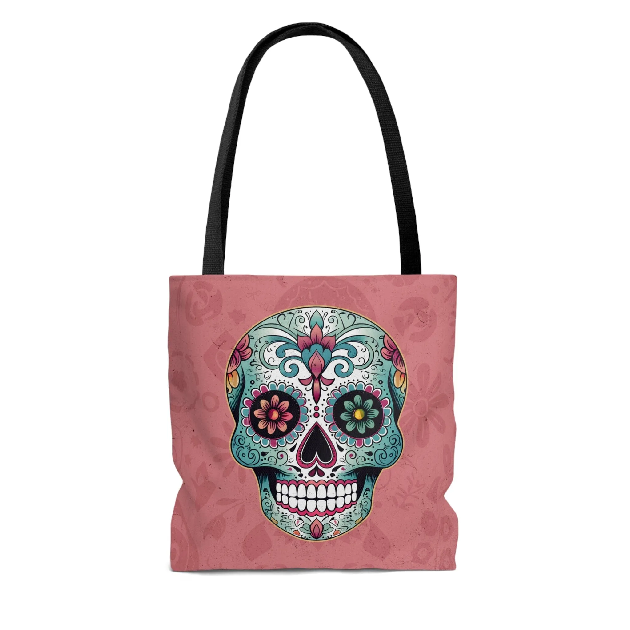 Pink Mexican Sugar Skull Tattoo Tote Bag