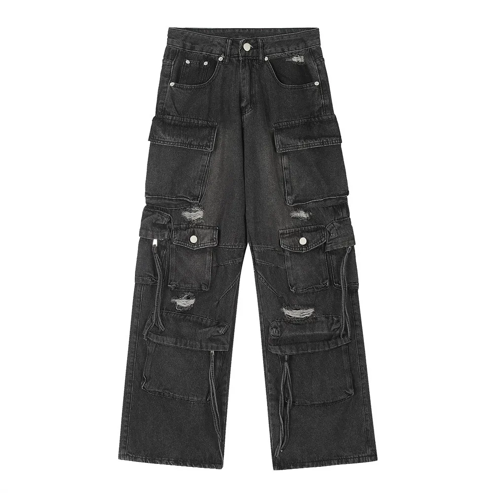 Punk Multi-pocket Ripped Jeans