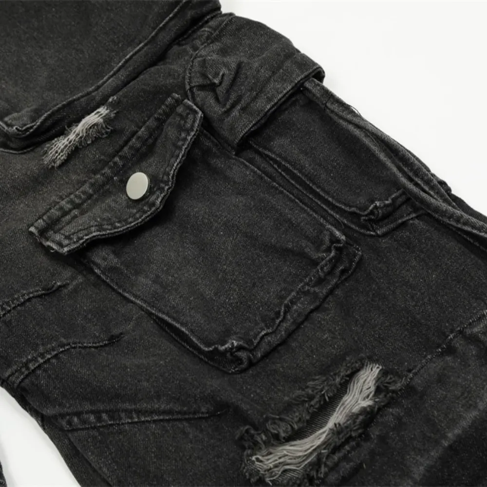 Punk Multi-pocket Ripped Jeans