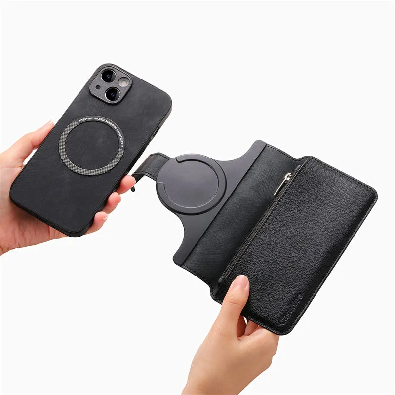 RFID Blocking (2-in-1) Detachable Magsafe iPhone Wallet Leather Case