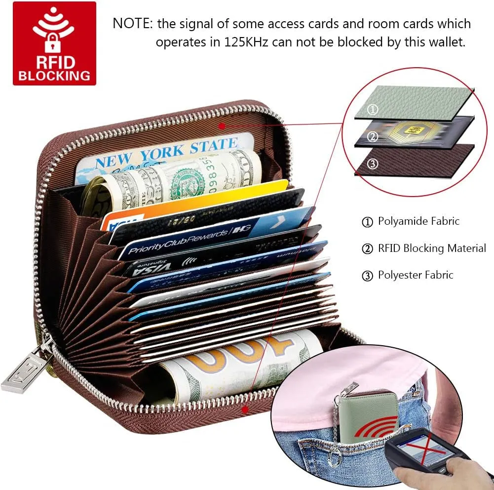 RFID Blocking KeyChain Wallet Zipper Card Cases Holder