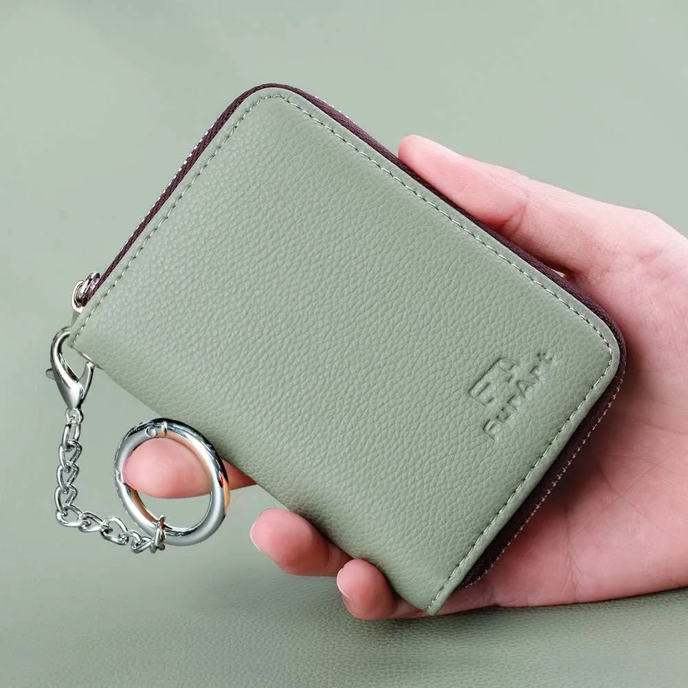 RFID Blocking KeyChain Wallet Zipper Card Cases Holder