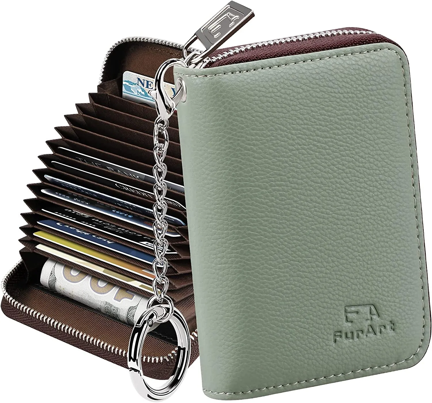 RFID Blocking KeyChain Wallet Zipper Card Cases Holder