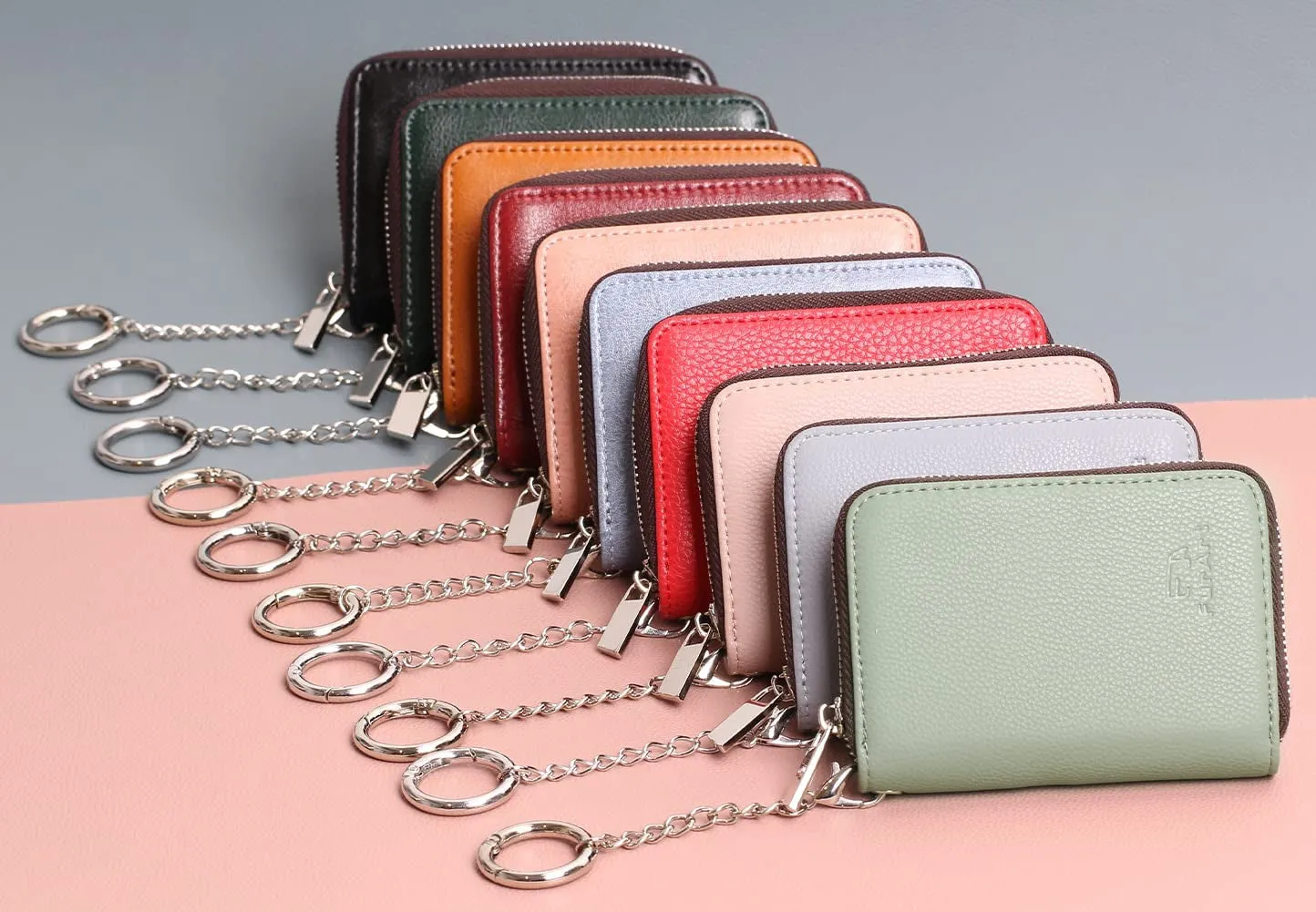 RFID Blocking KeyChain Wallet Zipper Card Cases Holder