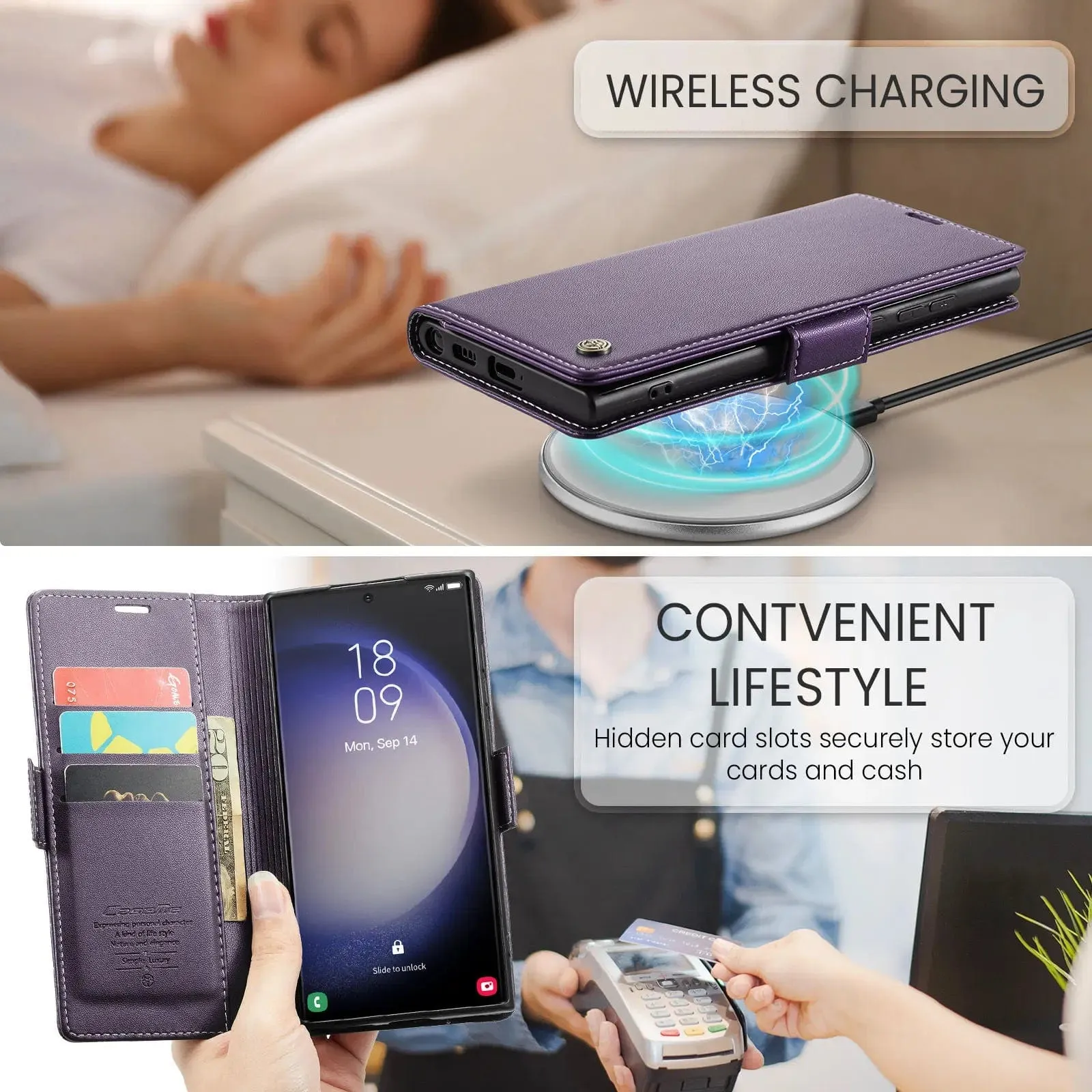RFID Leather Card Holder Case For Samsung Galaxy