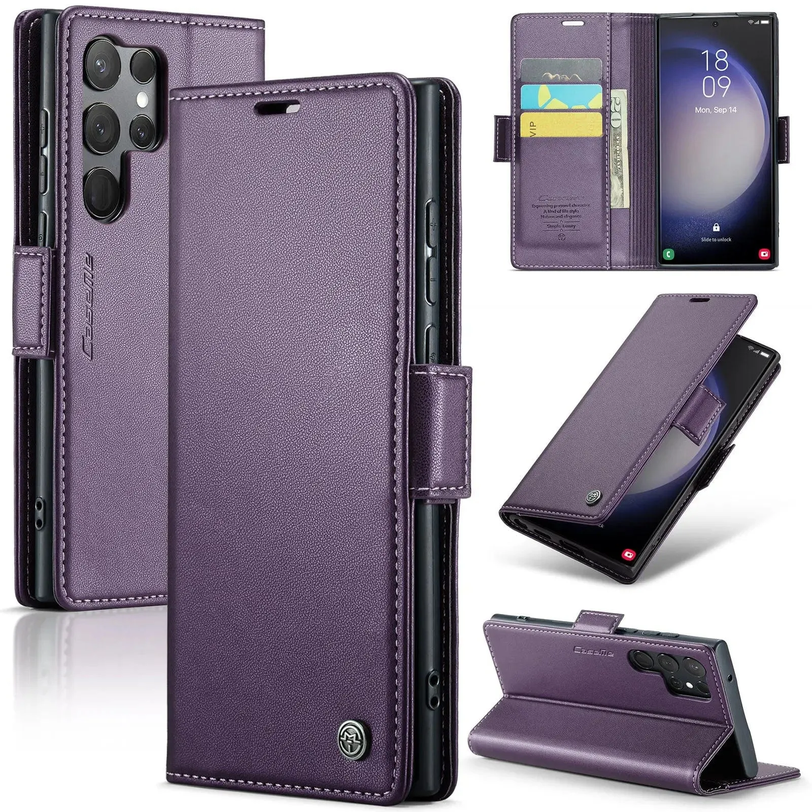 RFID Leather Card Holder Case For Samsung Galaxy