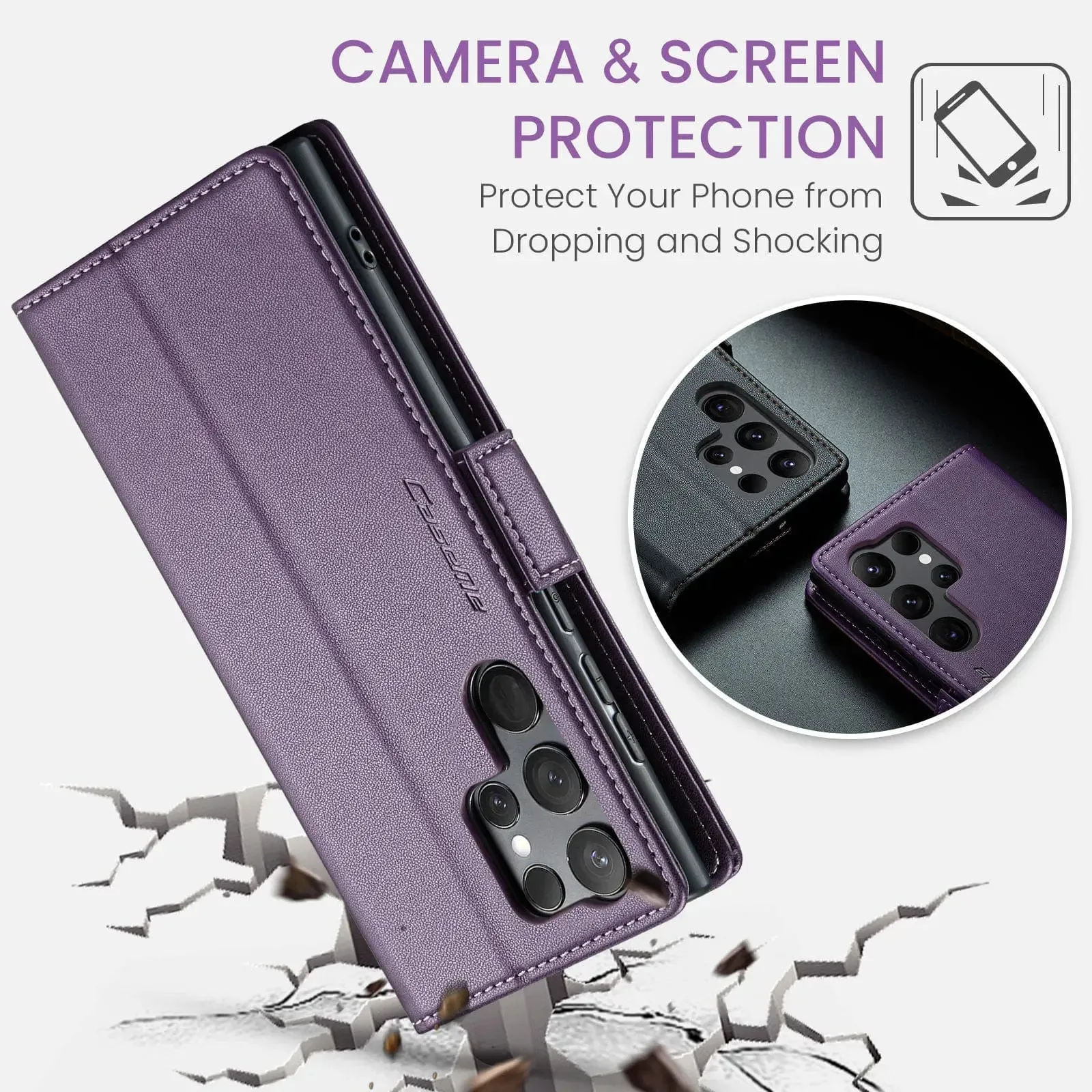 RFID Leather Card Holder Case For Samsung Galaxy